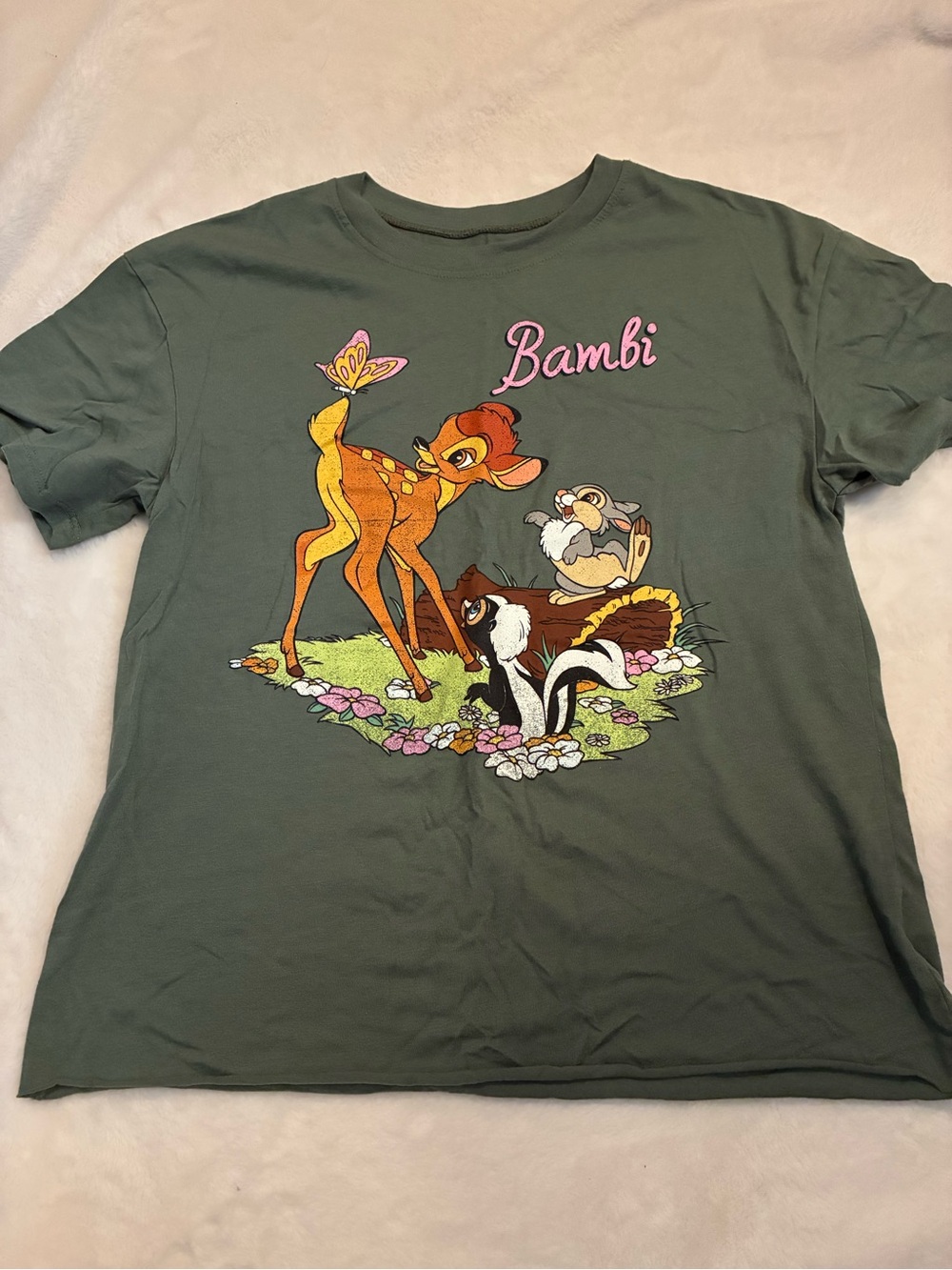 Bambi Graphic Short Sleeve Tee - Olive Green